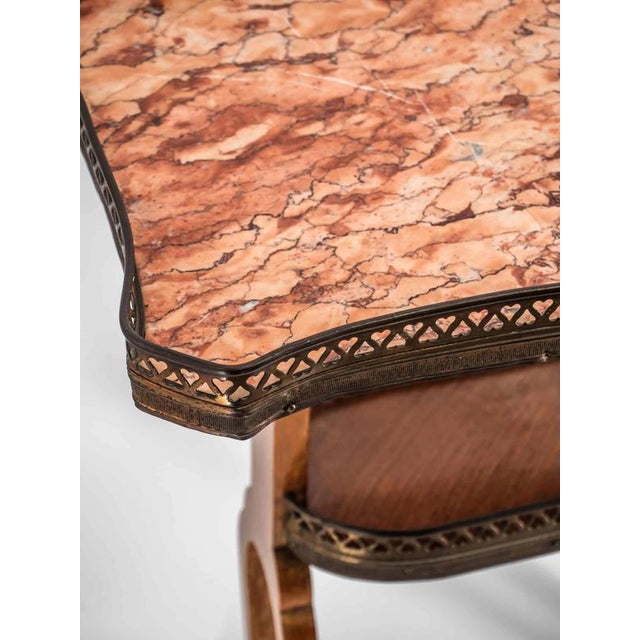 Antique Side Table in Marble and Brass, 1920s For Sale - Image 4 of 16
