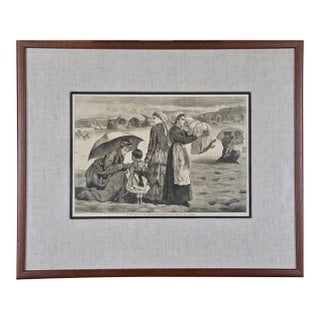 Winslow Homer "On the Beach": 19th Century Wood Engraving, 1874 For Sale