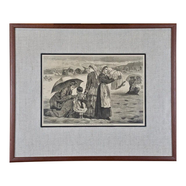 Winslow Homer "On the Beach": 19th Century Wood Engraving, 1874 For Sale