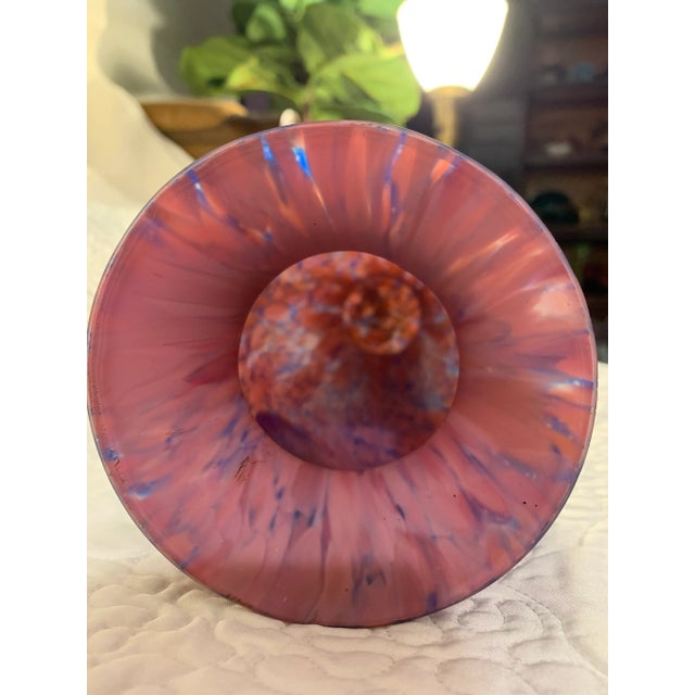 Vintage 20th Century Satin Art Glass Vase With Applied Detail For Sale - Image 4 of 7