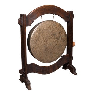 Antique Dinner Hall Gong, Oriental, Bronze Chime, Country House, Edwardian, 1910 For Sale