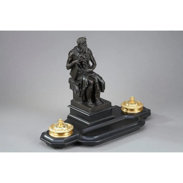 Late 19th Century 19th Century Napoleon III Marble Inkwell After Michelangelo's Moses For Sale - Image 5 of 18