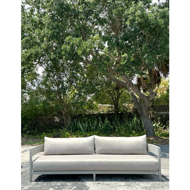 Vintage “Balmain” Outdoor Teak Sofa After RH For Sale In West Palm - Image 6 of 11