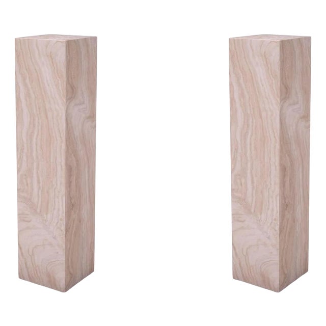 Travertine Marble Columns, Set of 2 For Sale