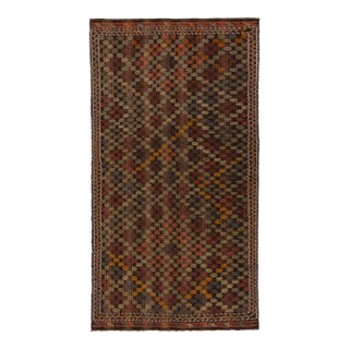 Vintage Cecim Kilim in Beige-Brown, Multicolor Geometric Tribal Pattern For Sale