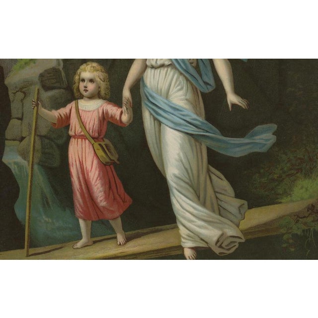 Holy Guardian Angel Protecting a Child, 1900, Chromolithograph For Sale - Image 3 of 10