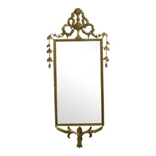 French Style Gold Gilt Iron Framed Urn Top Mirror For Sale