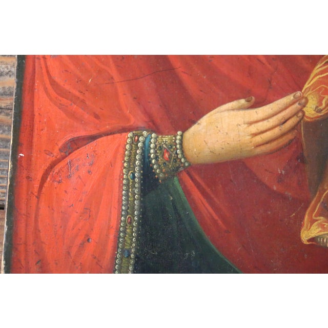 Wood Antique 19th Century Hand Painted Russian Icon Art For Sale - Image 7 of 12