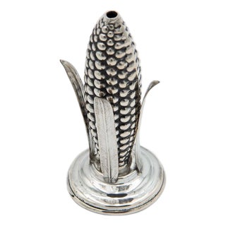 Silver Toothpick Holder in the Shape of Cornmeal For Sale