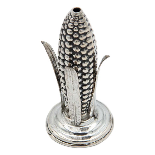 Silver Toothpick Holder in the Shape of Cornmeal For Sale