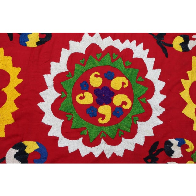 Vintage Hand Embroidered Suzani Wall Hanging, 1920s For Sale - Image 13 of 18
