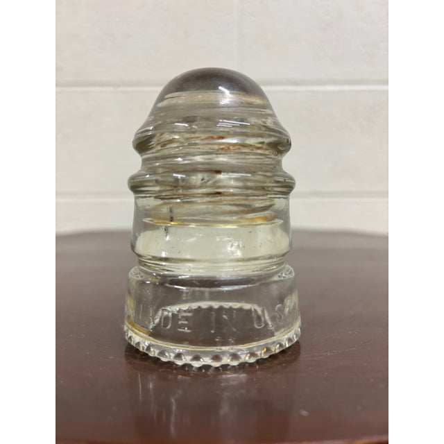 Industrial Vintage Hemingray 12 Clear Glass Insulator For Sale - Image 3 of 6