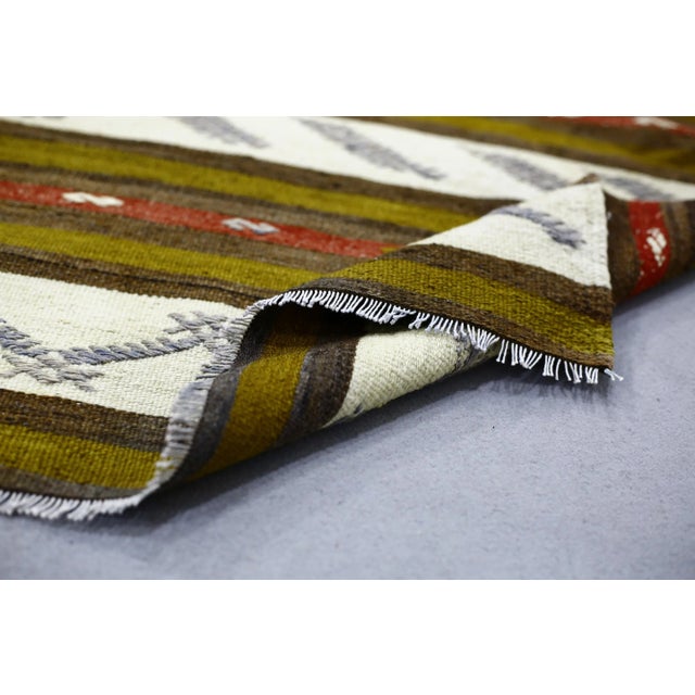 1960s Traditional Green Striped Kilim For Sale - Image 12 of 13