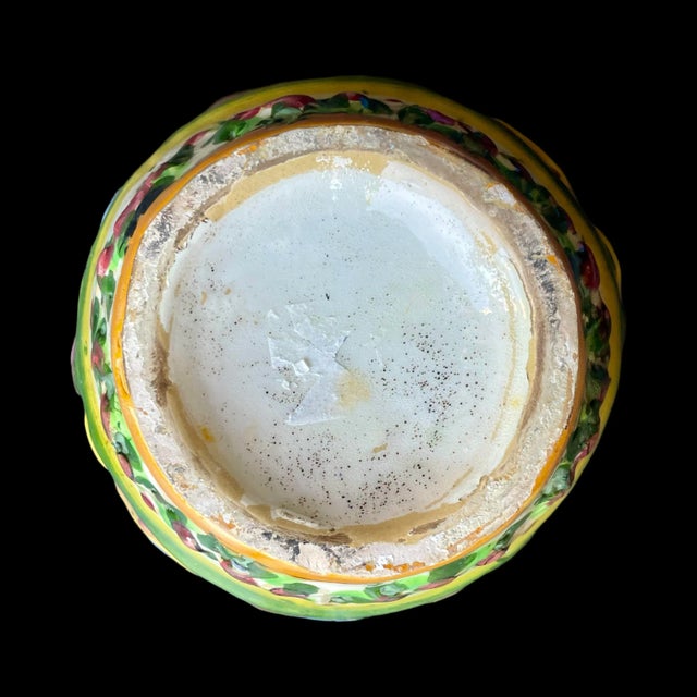 Ceramic Vintage Italian Majolica Hand-Painted Ceramic Vase For Sale - Image 7 of 7