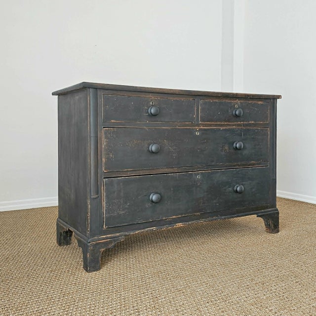 English Antique Ebonized Pine Chest of Drawers - Circa 1830 For Sale - Image 3 of 18