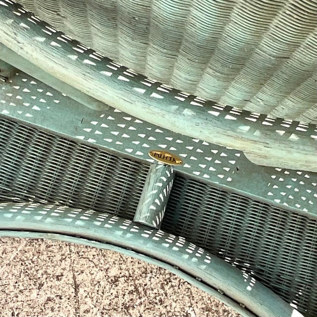 Army Green Vintage Coastal Palecek Four Color Woven Rattan Dining Chairs - Set of Four For Sale - Image 8 of 8