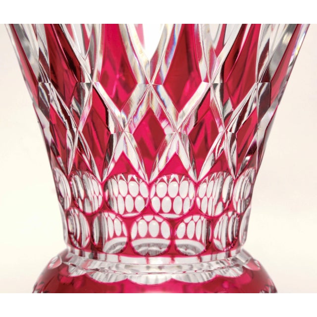 Val Saint-Lambert Tall Heavy Cut Vase, Antique Val Saint Lambert For Sale - Image 4 of 6