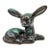 Mid 20th Century Blue Mountain Pottery Drip Glaze Blue, Green & Brown Redware Fawn Figurine For Sale