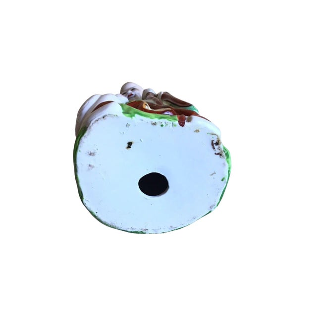 Vintage Mid 20th Century Chinese Famille Rose God of Longevity Hand Painted Porcelain Figurine For Sale - Image 9 of 10