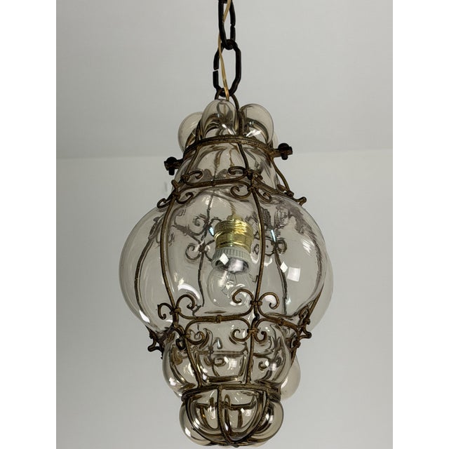 1940s Mid-Century Venetian Lantern in Caged Blown Murano Glass, 1940s For Sale - Image 5 of 13