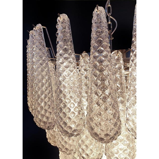 Italian Murano Glass Petals Drop Chandeliers, 1970s, Set of 2 For Sale - Image 3 of 18
