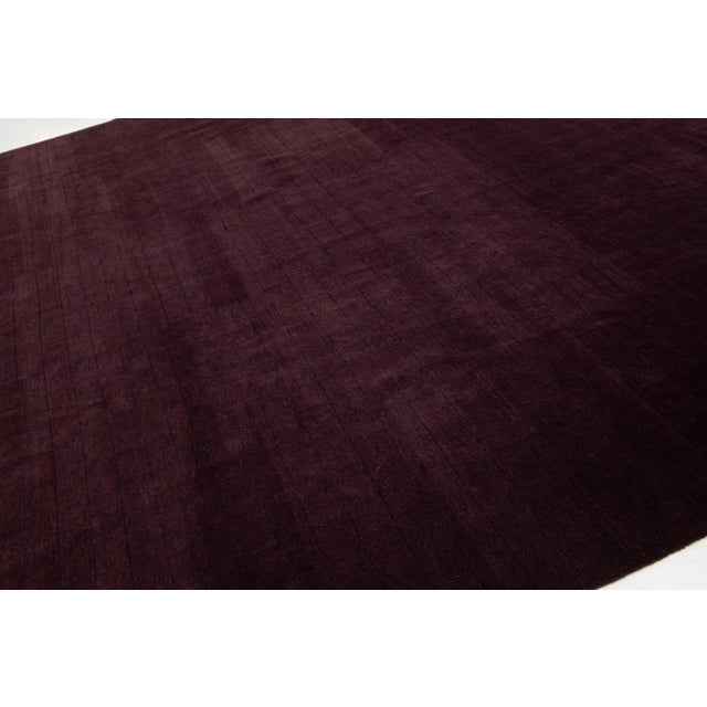 Modern Rug Made From Wool and Silk Featuring a Tibetan Weave Design in Purple For Sale In New York - Image 6 of 9