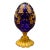 Mid 20th Century Style of Faberge Cobalt Blue Cut Crystal Gold Gilt Floral Love Birds Egg For Sale