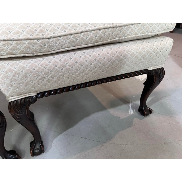 Textile Pair of Vintage Queen Anne Style Club Chairs For Sale - Image 7 of 11
