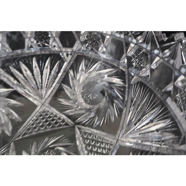 American Brilliant Period Cut Crystal Bowl – 9" – Hobstar, Pinwheel & Fan Pattern For Sale In Philadelphia - Image 6 of 10