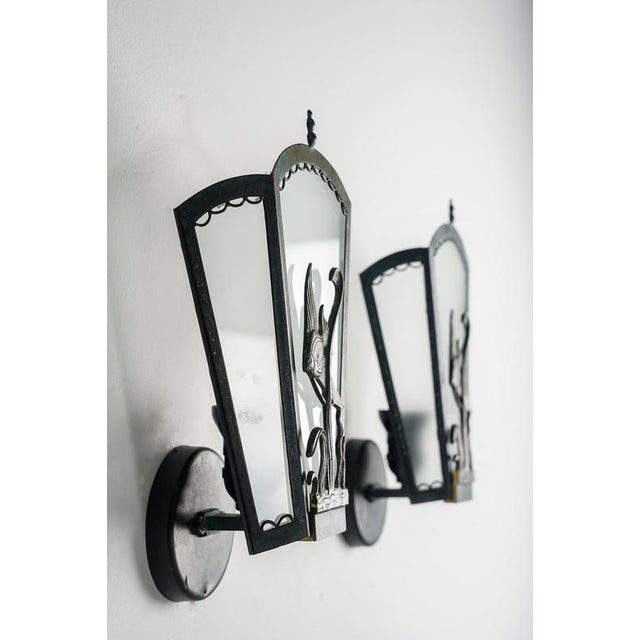 Brown Swedish Art Deco Wall Lights, 1930s, Set of 2 For Sale - Image 8 of 10