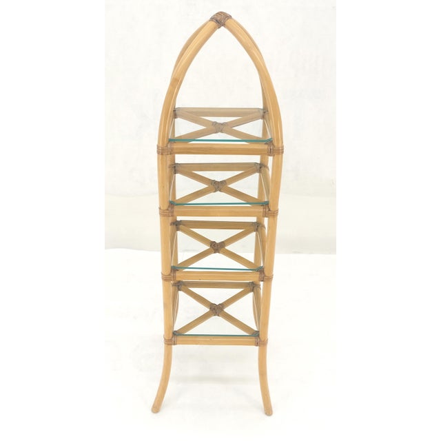 Bamboo & Leather Figural 13" Square Profile Dome Shape Etagere MINT For Sale - Image 6 of 13