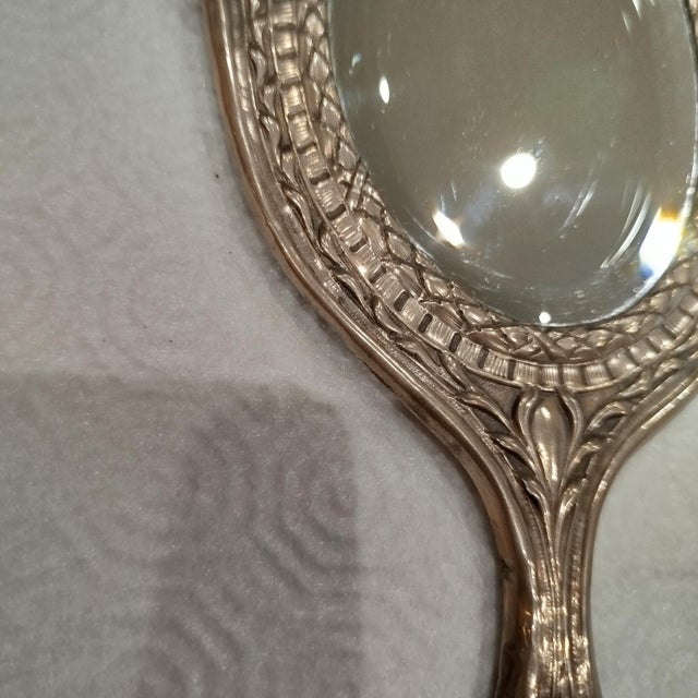 Metal Antique Silver Hand Mirror, 1800s For Sale - Image 7 of 14