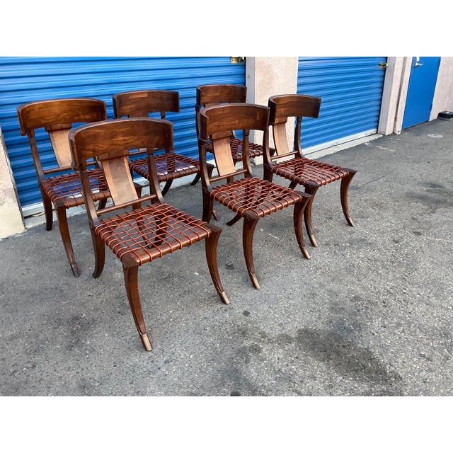 Wood T. H. Robsjohn Gibbings Style Solid Walnut Klismos Chairs. Set of 6 For Sale - Image 7 of 14