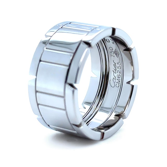Cartier 18ct White Gold Tank Française Ring 14.81g, Size 9 For Sale - Image 6 of 11