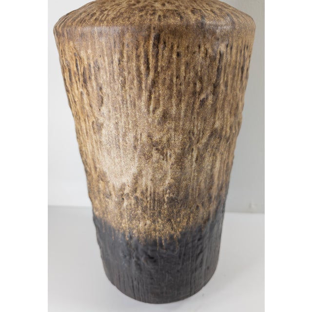 Brown Mid-Century Modern Brown Glazed Pottery Vase, Signed For Sale - Image 8 of 10