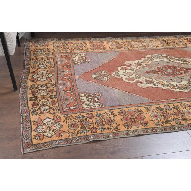 Vintage Turkish Oushak Handmade Wool Cotton Red Area Rug For Sale - Image 4 of 11