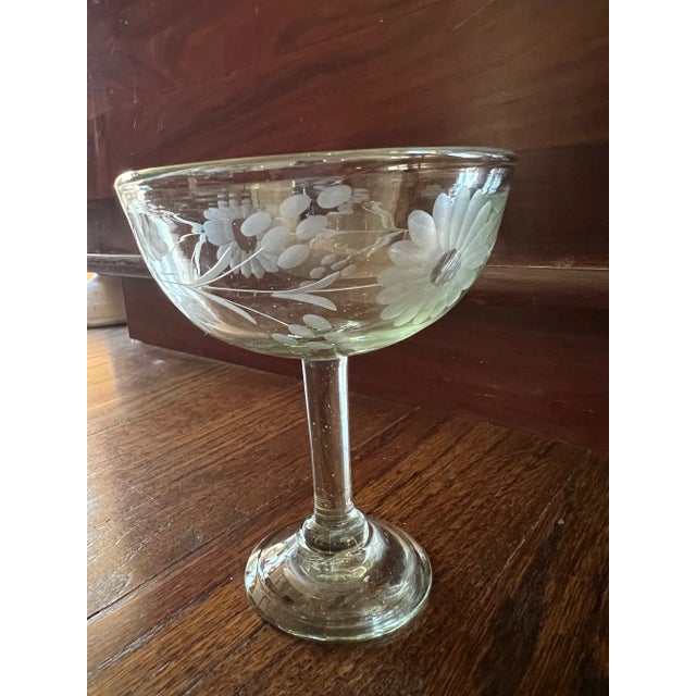 1980s Rose Ann Hall Margarita Glasses: Hand Blown Green Tint Coupes - Set of 4 For Sale - Image 13 of 14