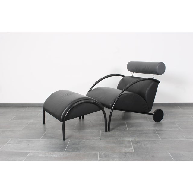 Set of Black Leather Zyklus Armchair and Ottoman by Peter Maly for Cor, 1980s For Sale - Image 14 of 18