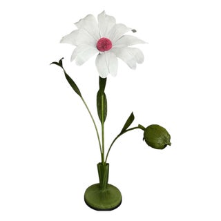 Giant Hand-Crafted Artisan Crepe Paper Flower Sculpture For Sale