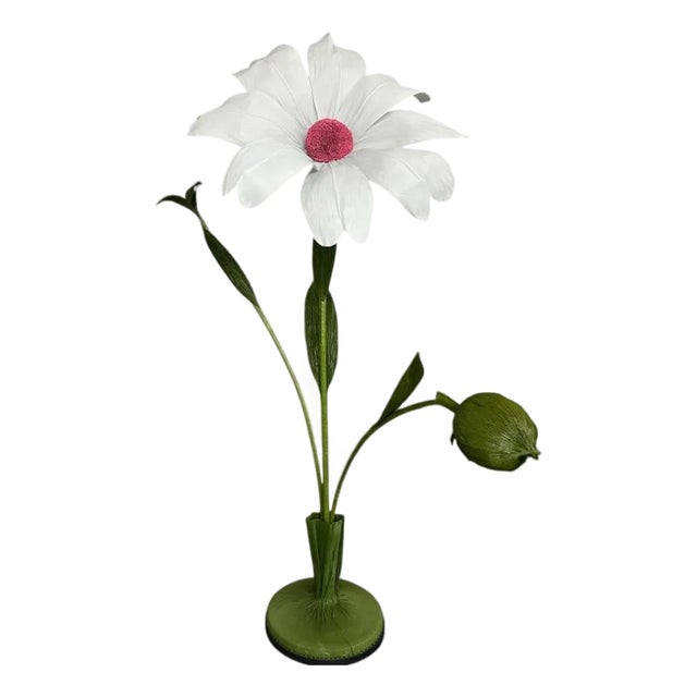 Giant Hand-Crafted Artisan Crepe Paper Flower Sculpture For Sale