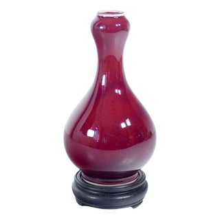 Qing Oxblood Red Suantouping Vase in Porcelain, 1950s For Sale