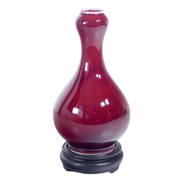 Qing Oxblood Red Suantouping Vase in Porcelain, 1950s For Sale