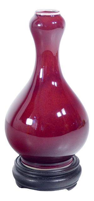 Qing Oxblood Red Suantouping Vase in Porcelain, 1950s