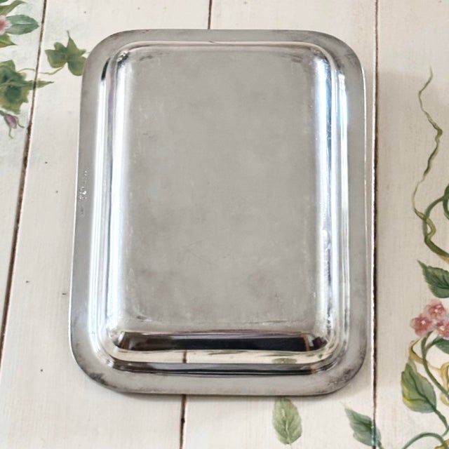 1940s Vintage Silver-Plated Platter Divided Serving Tray With Gadroon Border For Sale - Image 5 of 8