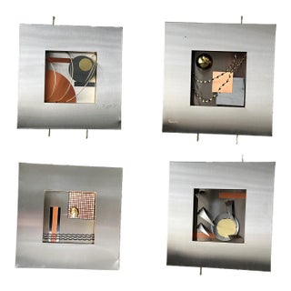 Motivated Seller: 1990s Brutalist Mixed Metal Wall Sculptures Attributed to Curtis Jere - Set of 4 For Sale