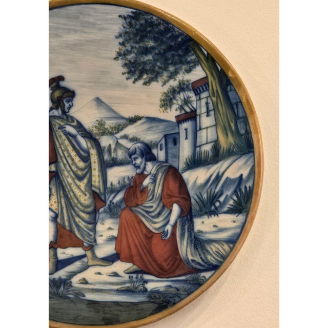 1960s Majolica Plate of Paul and the Soldiers, Italy Circa 1960 For Sale - Image 5 of 6