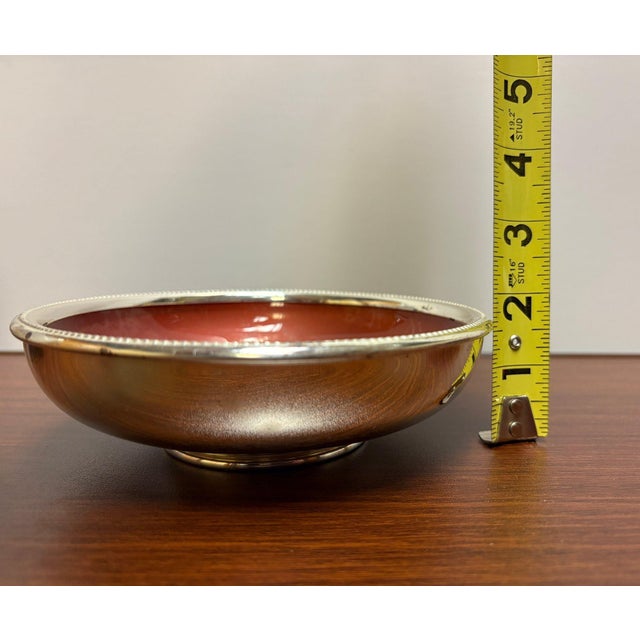 Paint Mid-Century W. & S. Blackinton Silverplate Bowl With Coral Enamel Interior For Sale - Image 7 of 8