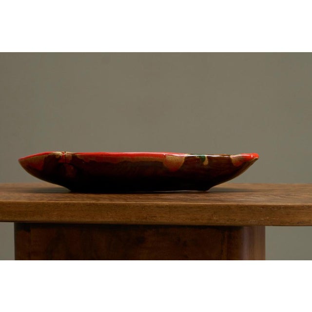 Brown Large Mid-Century Studio Pottery Fish Bowl from Vallauris, France, 1950s For Sale - Image 8 of 11