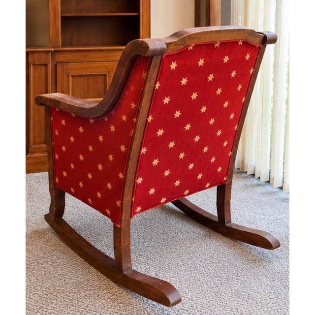 Vintage Traditional Wooden Rocking Chair With Red & Gold Star ...
