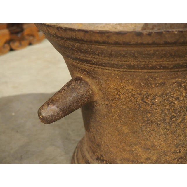 Large French Antique Cast Iron Mortar With Pestle, Circa 1800 For Sale - Image 11 of 11